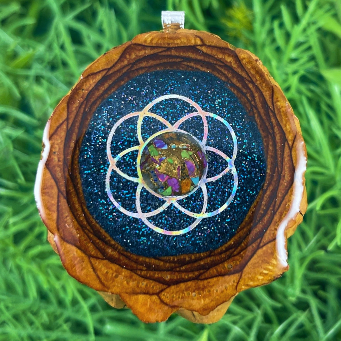 Galaxy with Multi Copper Turquoise and Seed of Life