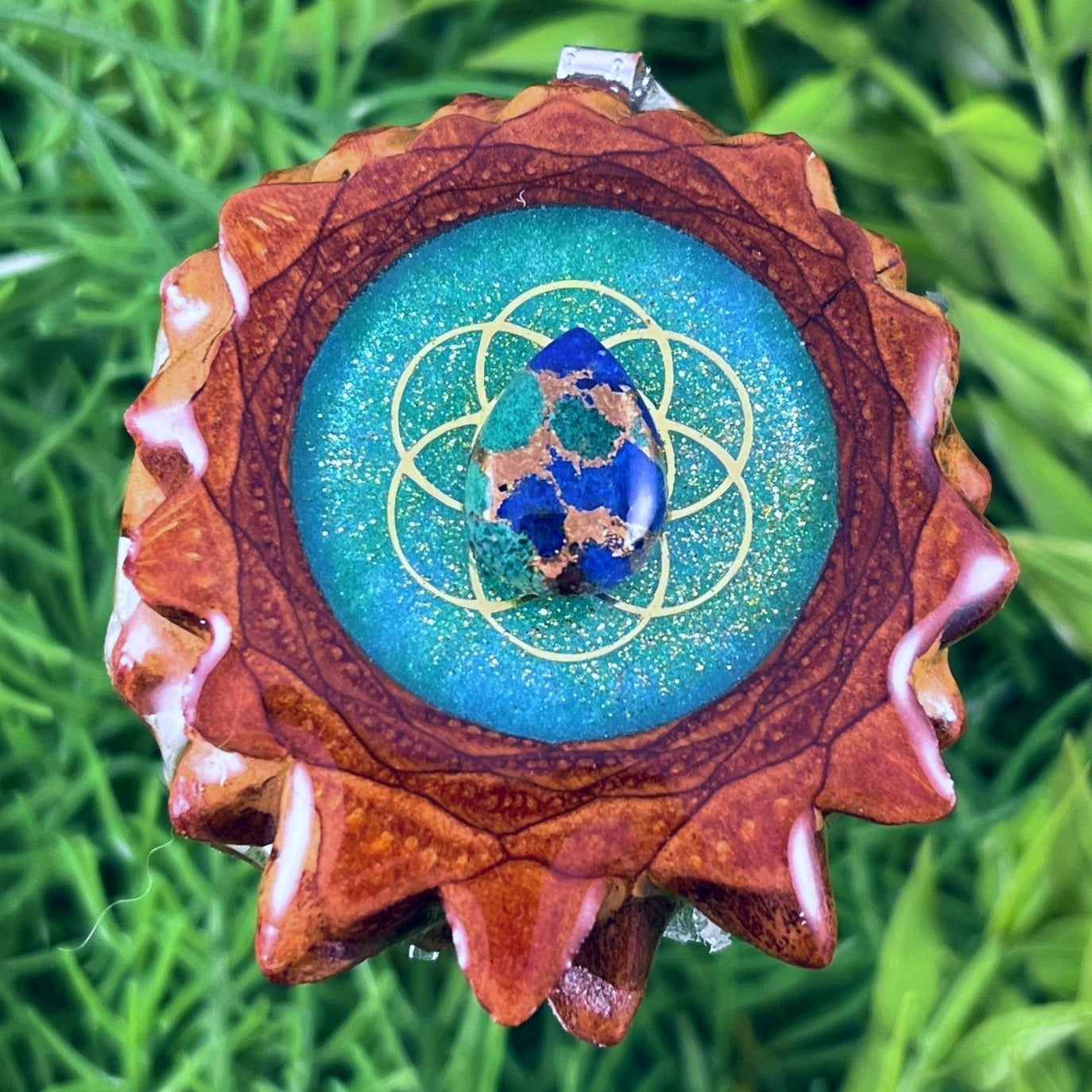 Galaxy & Azurite Malachite with Seed of Life