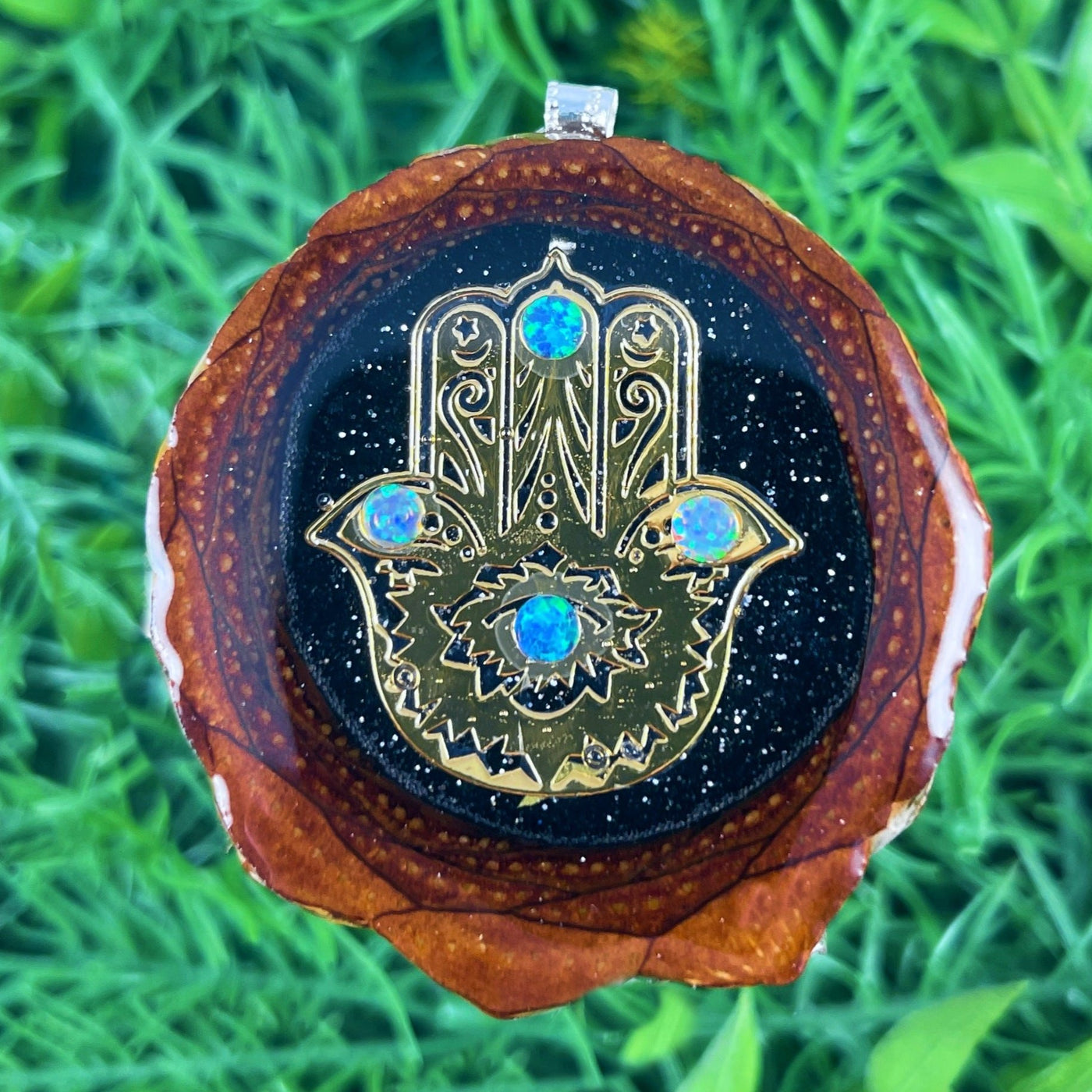 Night Sky with Opal and Hamsa