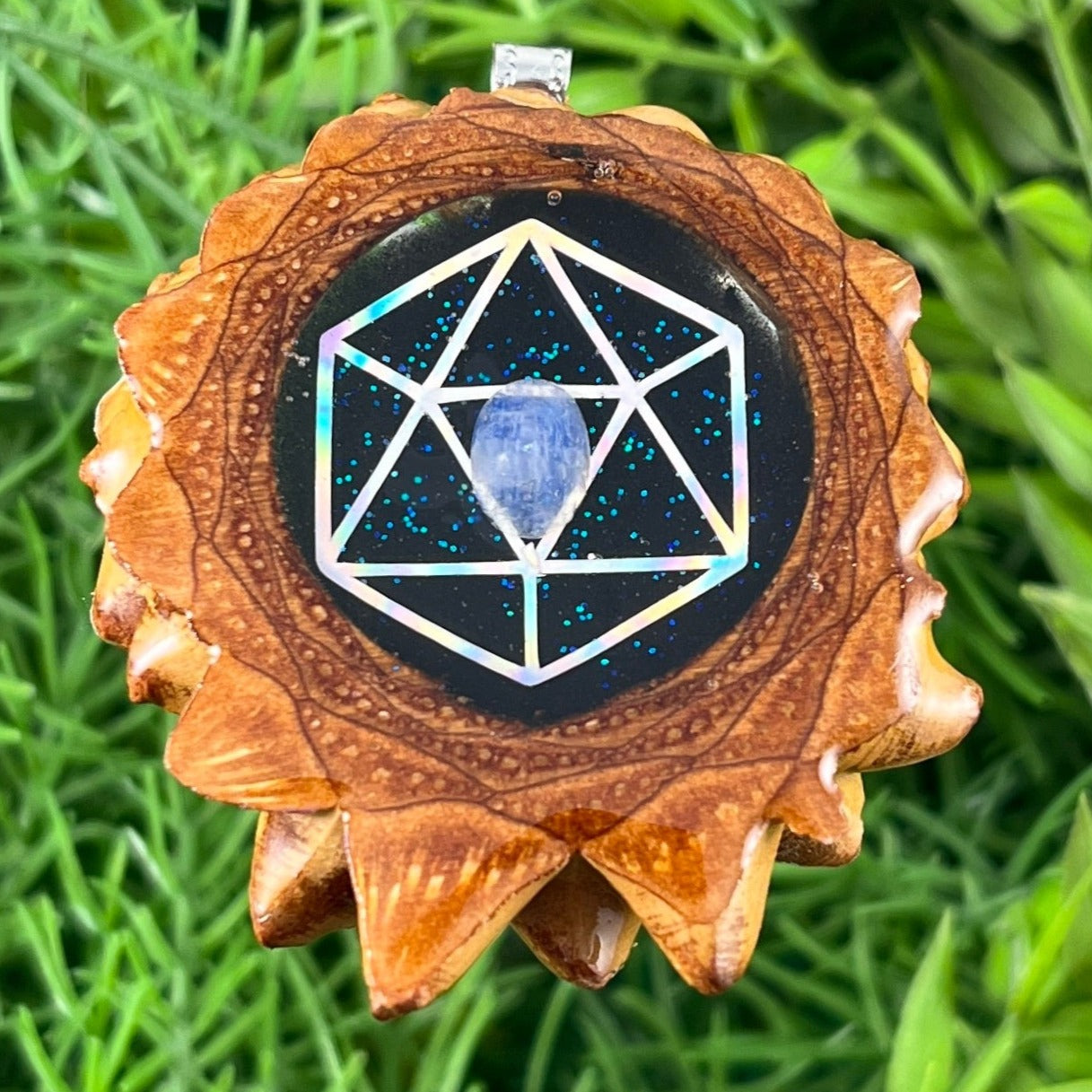 Galaxy with Moonstone and Icosahedron