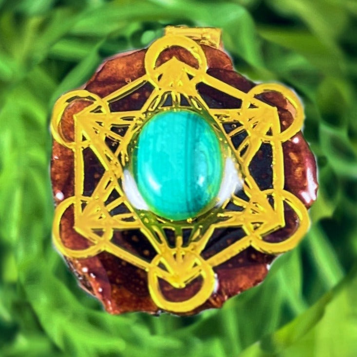 Malachite with Metatron's Cube