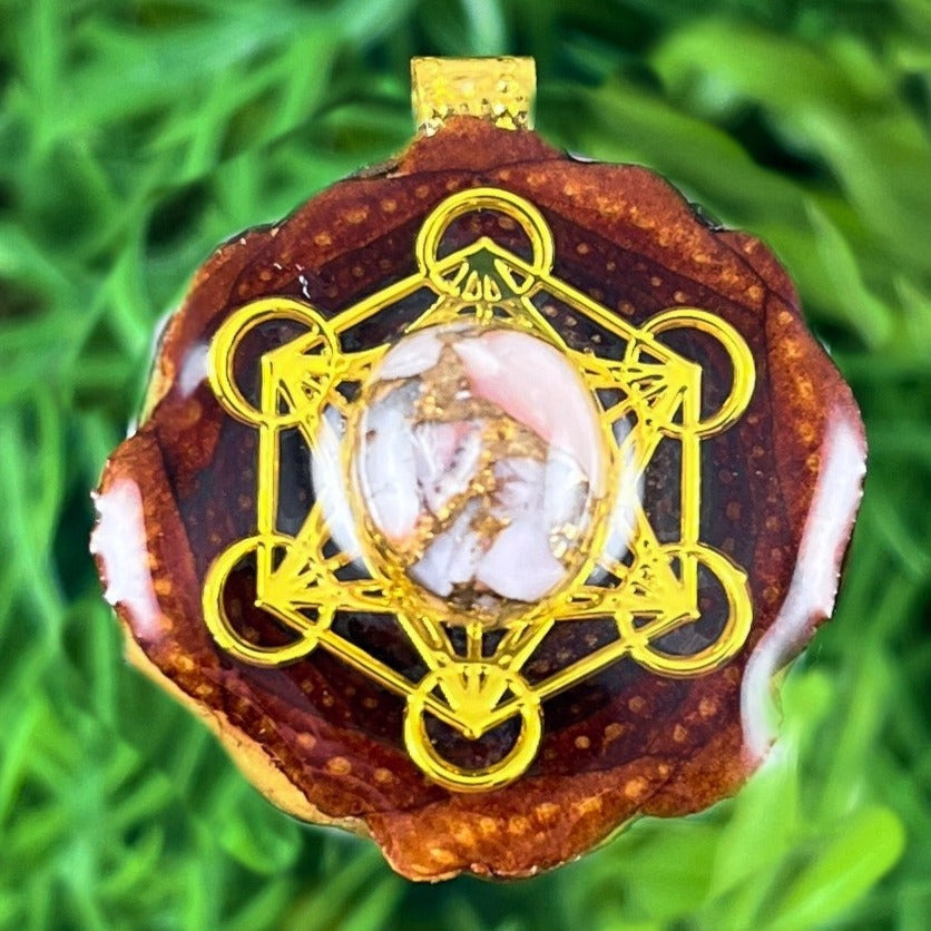 Pink Opal Copper with Metatron's Cube