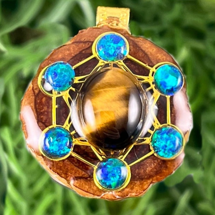 Tiger's Eye with Opal & Metatron's Cube