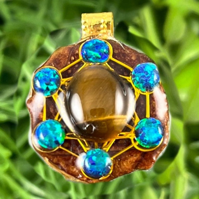 Tiger's Eye with Opal & Metatron's Cube