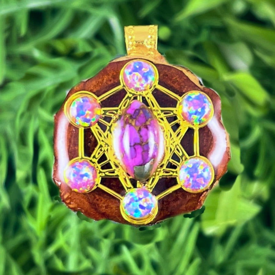 Purple Mohave Turquoise with Opal & Metatron's Cube