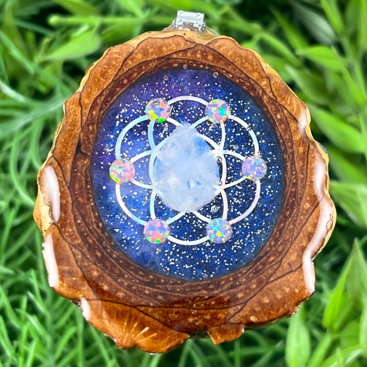 Galaxy with Opal & Moonstone & Seed of Life