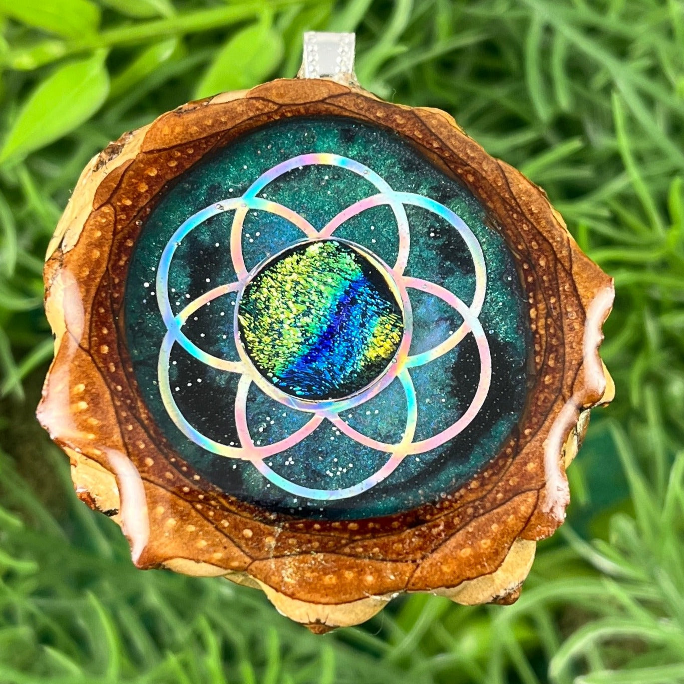 Galaxy with Dichroic Glass & Seed of Life