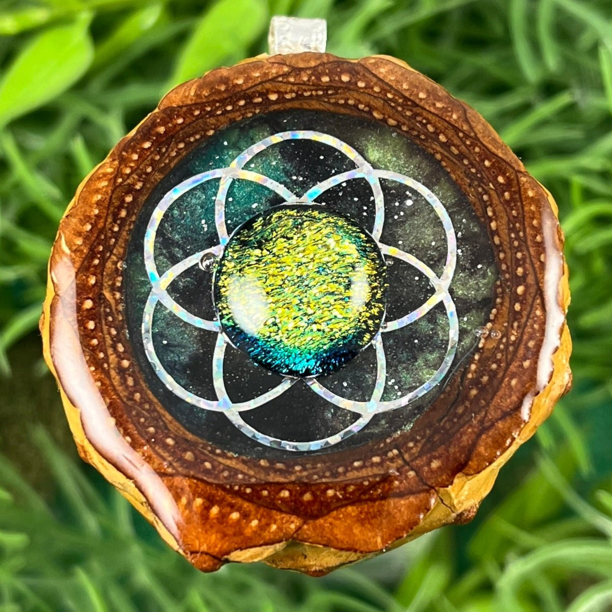 Galaxy with Dichroic Glass & Seed of Life