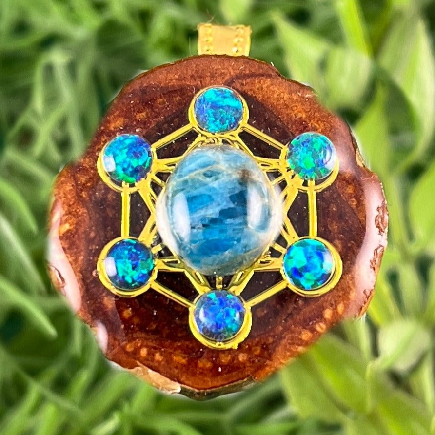 Kyanite with Opal & Metatron's Cube