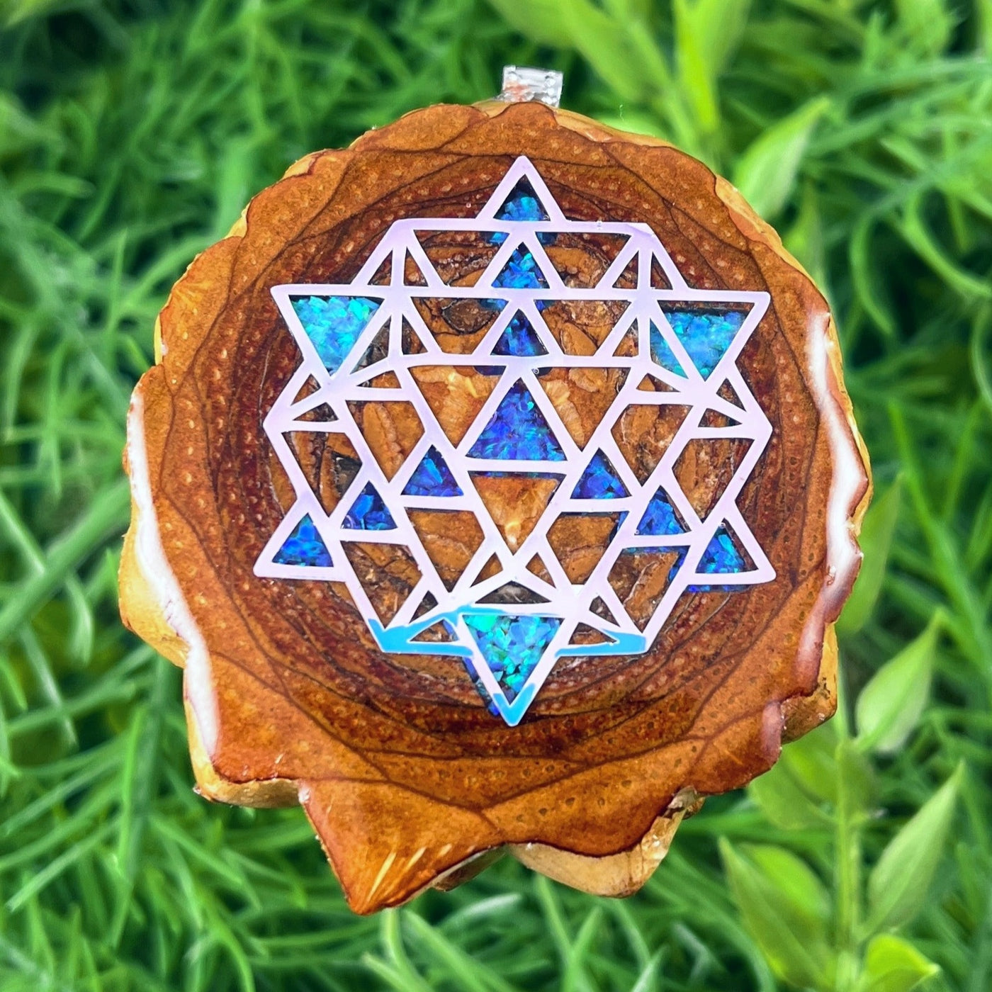 Crushed Opal & 64 Star Tetrahedron - Aura Pinecones