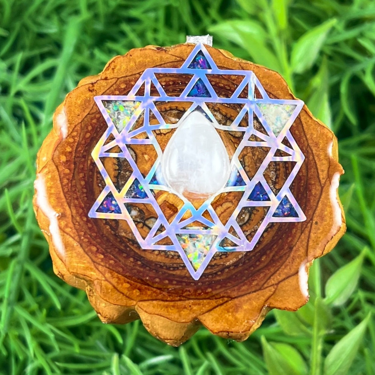 Moonstone with Crushed Opal & 64 Star Tetrahedron