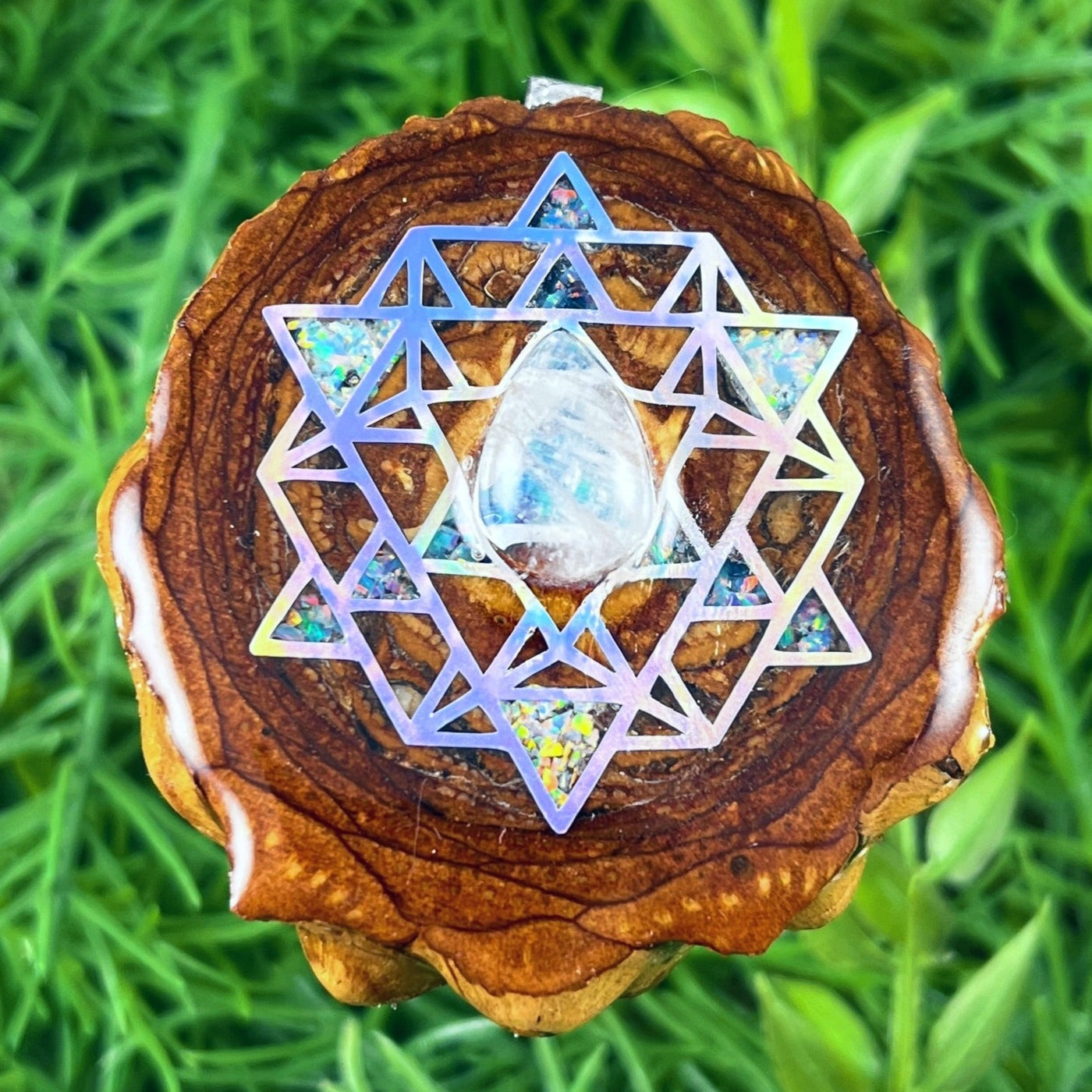 Moonstone with Crushed Opal & 64 Star Tetrahedron