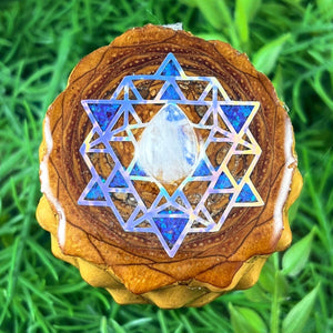 Moonstone with Crushed Opal & 64 Star Tetrahedron - Aura Pinecones