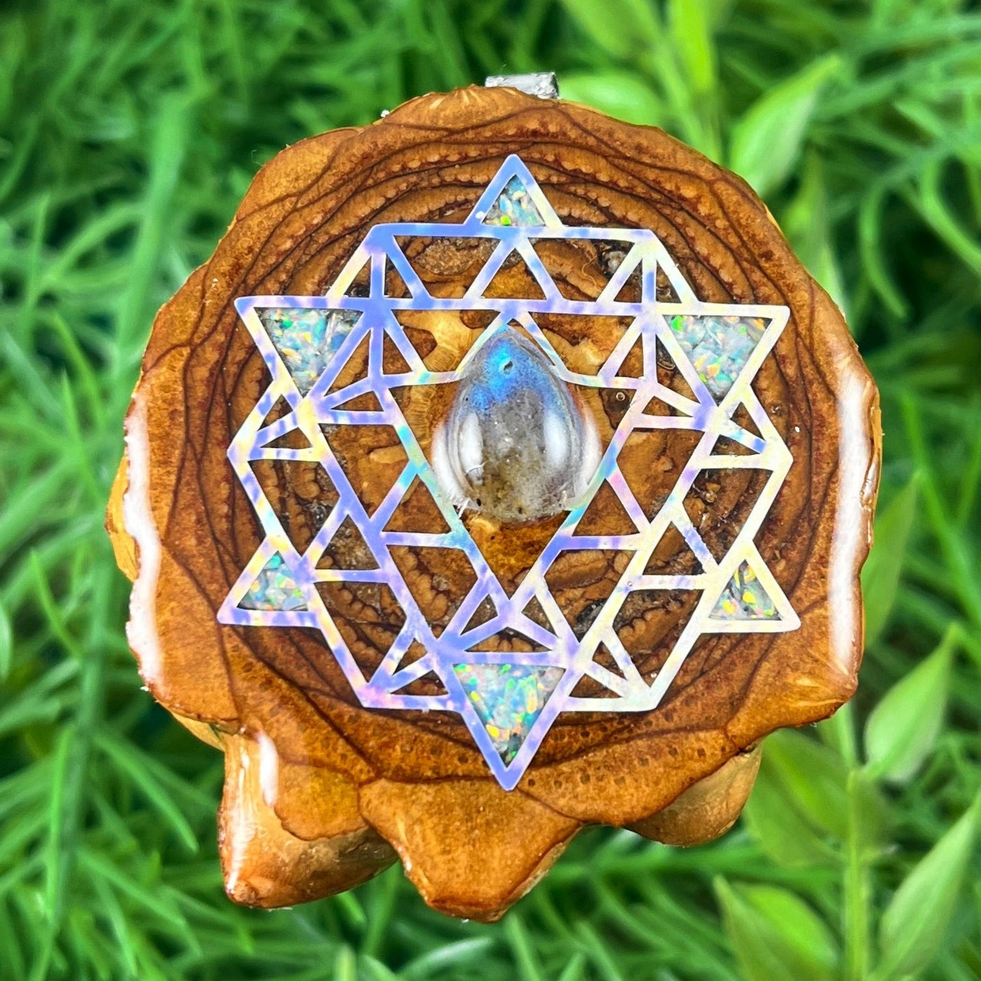 Labradorite with Crushed Opal & 64 Star Tetrahedron - Aura Pinecones