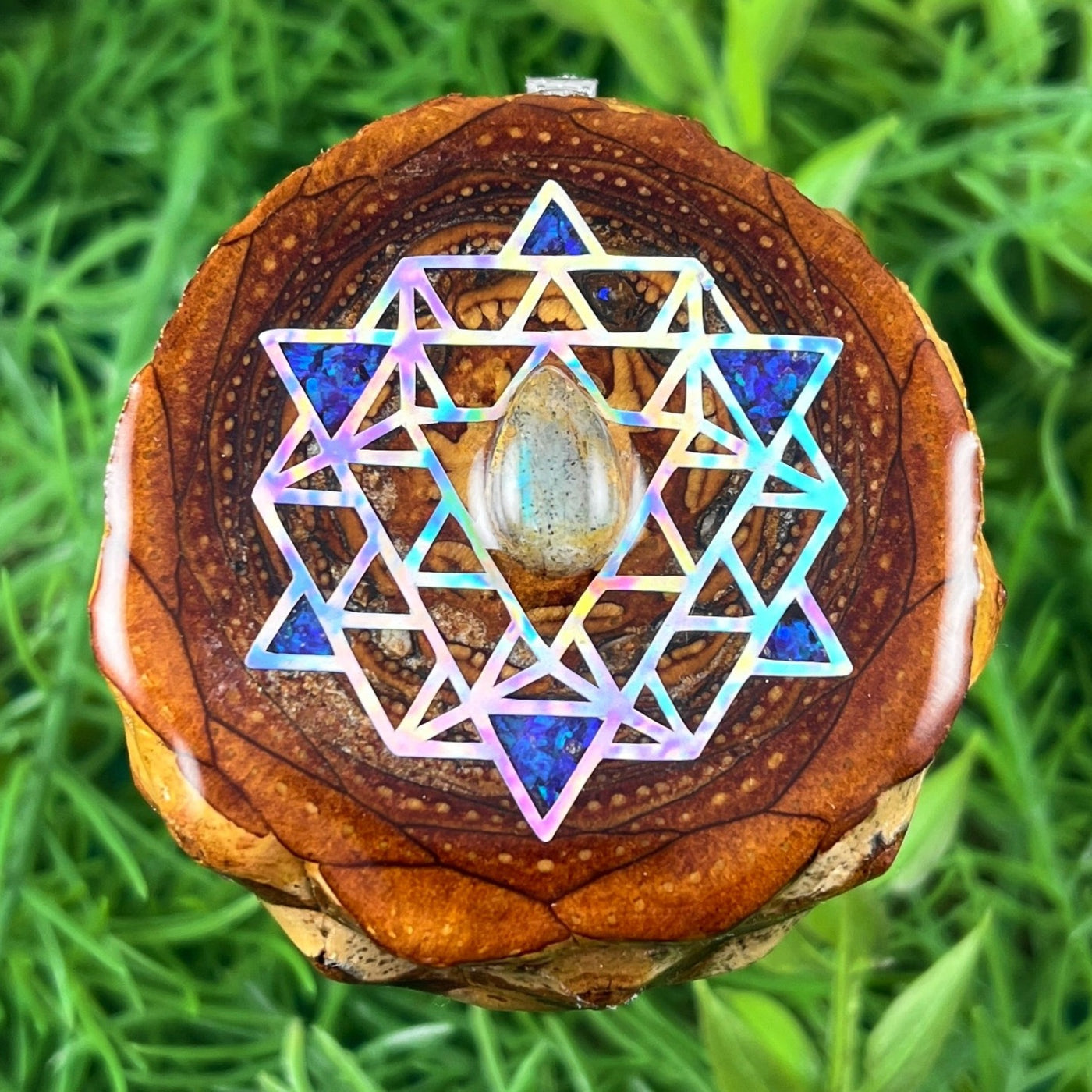 Labradorite with Crushed Opal & 64 Star Tetrahedron - Aura Pinecones