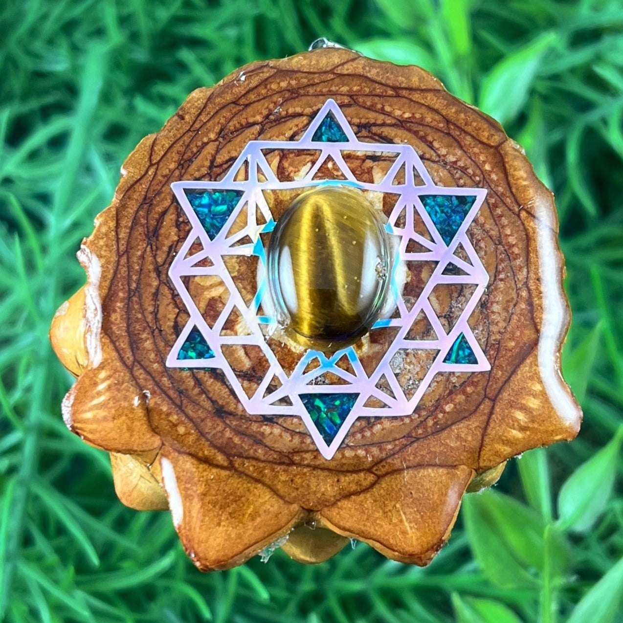 Tiger's Eye with Crushed Opal & 64 Star Tetrahedron - Aura Pinecones