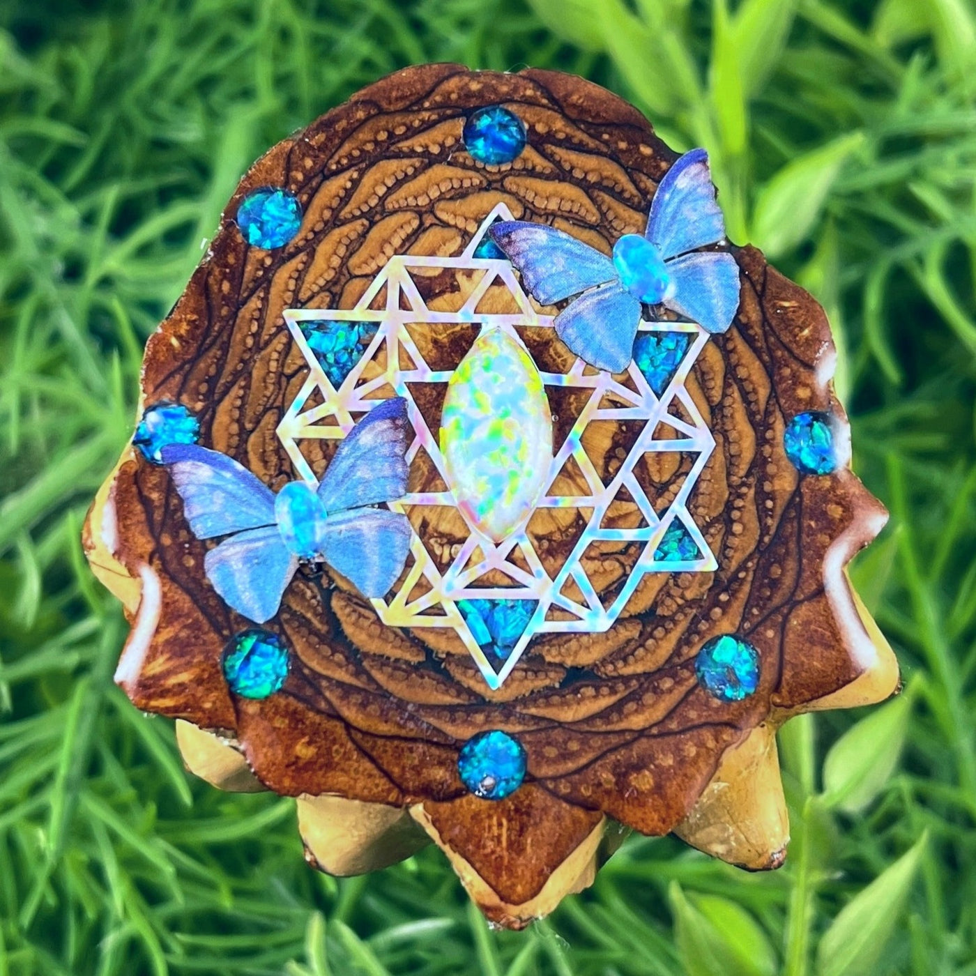 Opal with Crushed Opal & 64 Star Tetrahedron