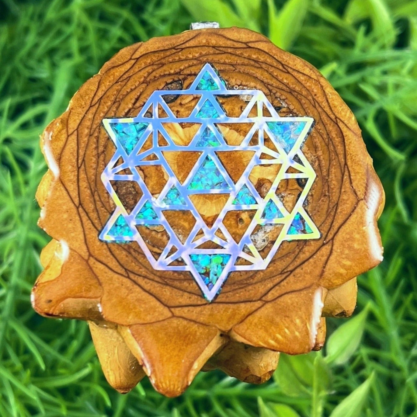 Crushed Opal & 64 Star Tetrahedron - Aura Pinecones