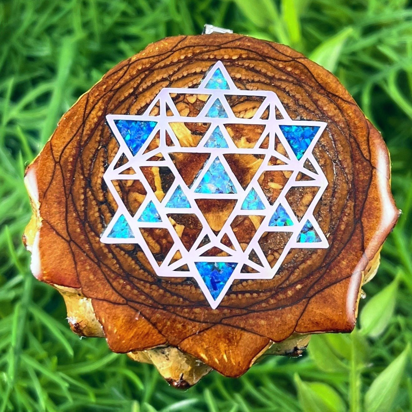 Crushed Opal & 64 Star Tetrahedron - Aura Pinecones