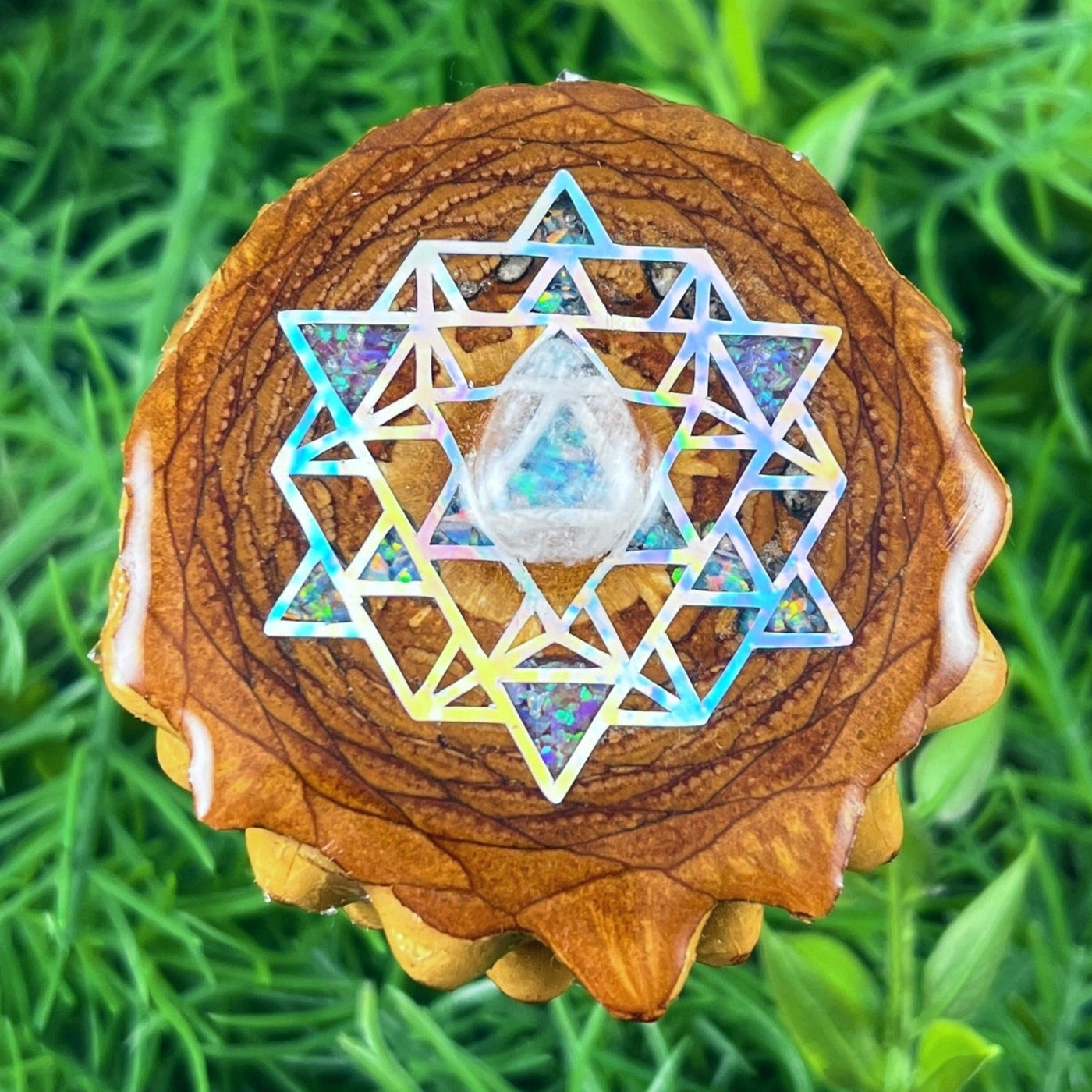 Moonstone with Crushed Opal & 64 Star Tetrahedron