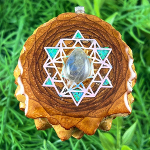 Labradorite with Crushed Opal & 64 Star Tetrahedron - Aura Pinecones