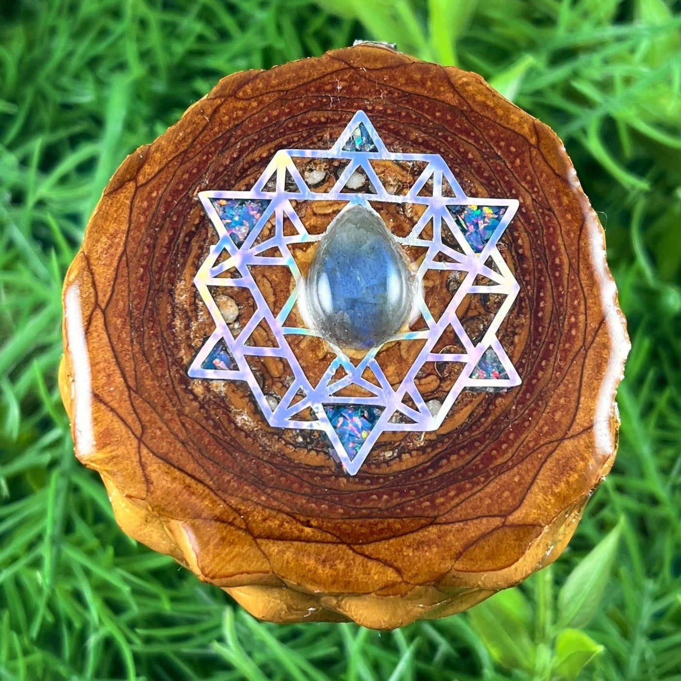 Labradorite with Crushed Opal & 64 Star Tetrahedron - Aura Pinecones