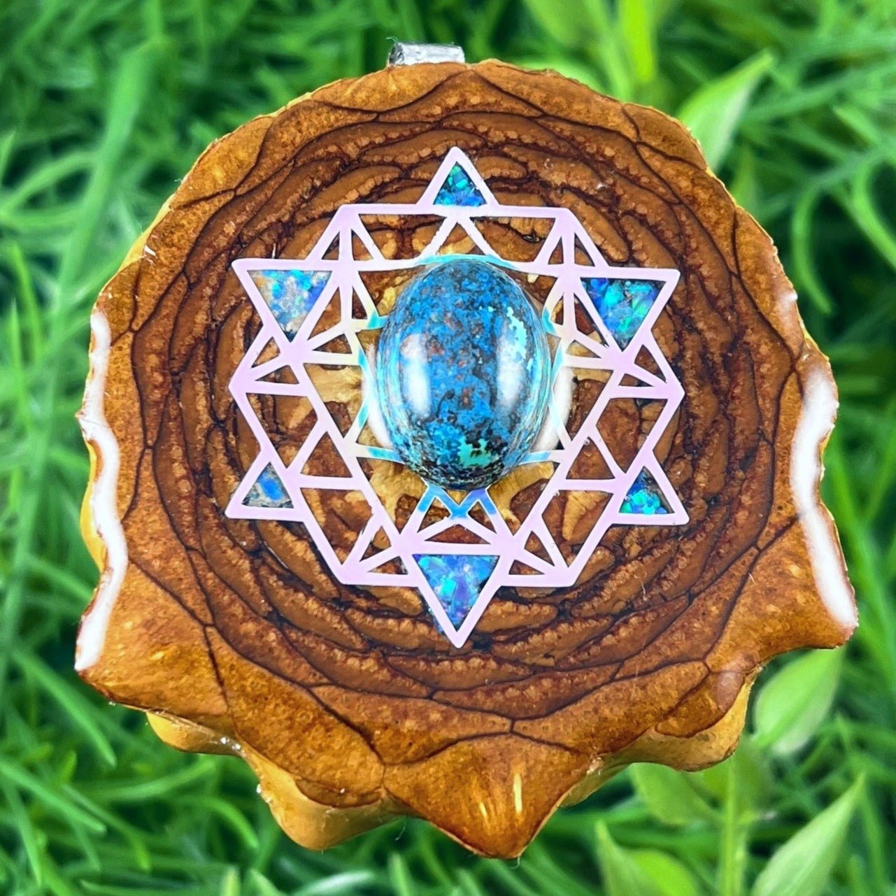 Chrysocolla with Crushed Opal & 64 Star Tetrahedron - Aura Pinecones