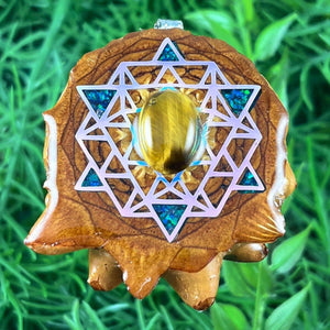 Tiger's Eye with Crushed Opal & 64 Star Tetrahedron - Aura Pinecones