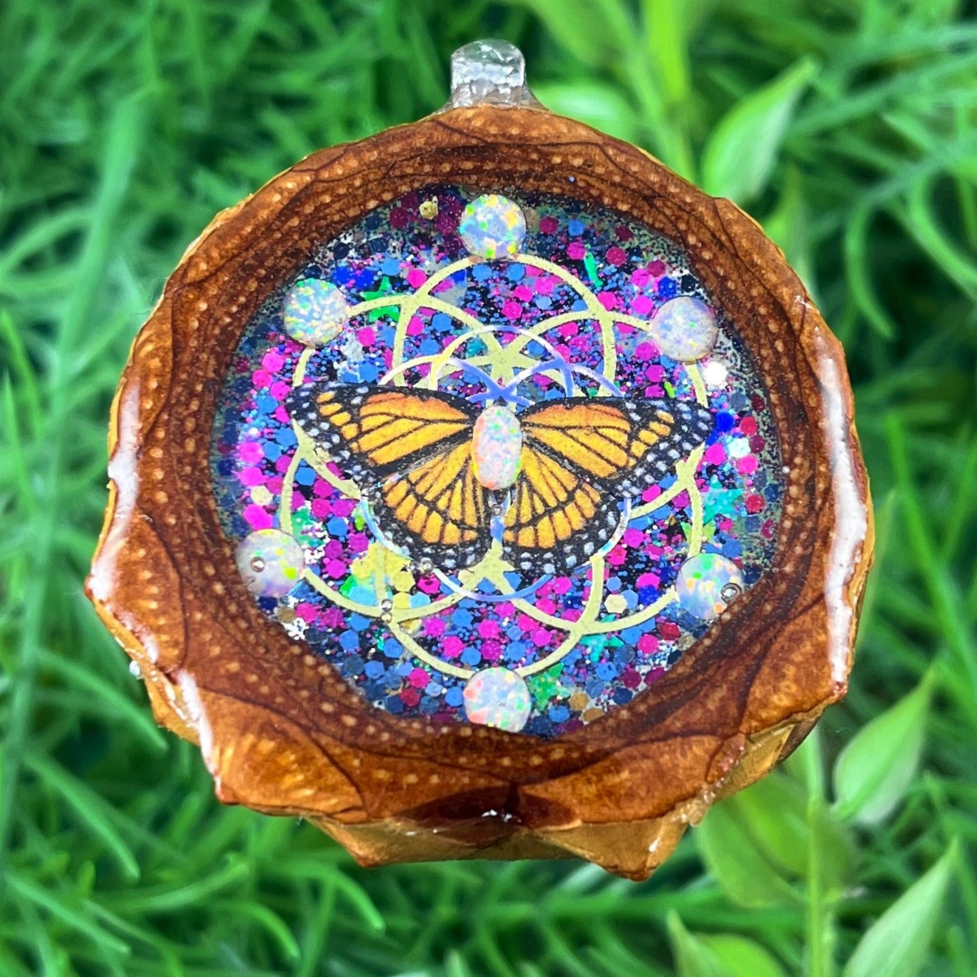 Night Sky with Opal & Butterfly with Seed of Life