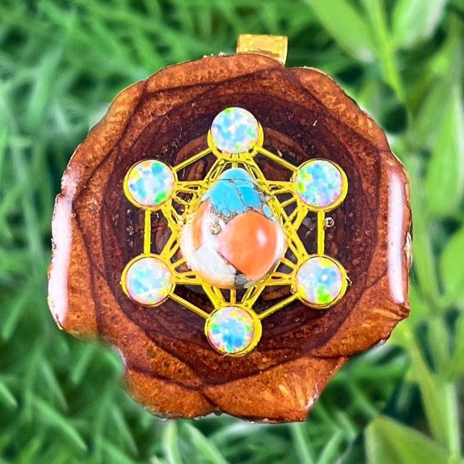 Spiny Oyster Turquoise with Opal & Metatron's Cube