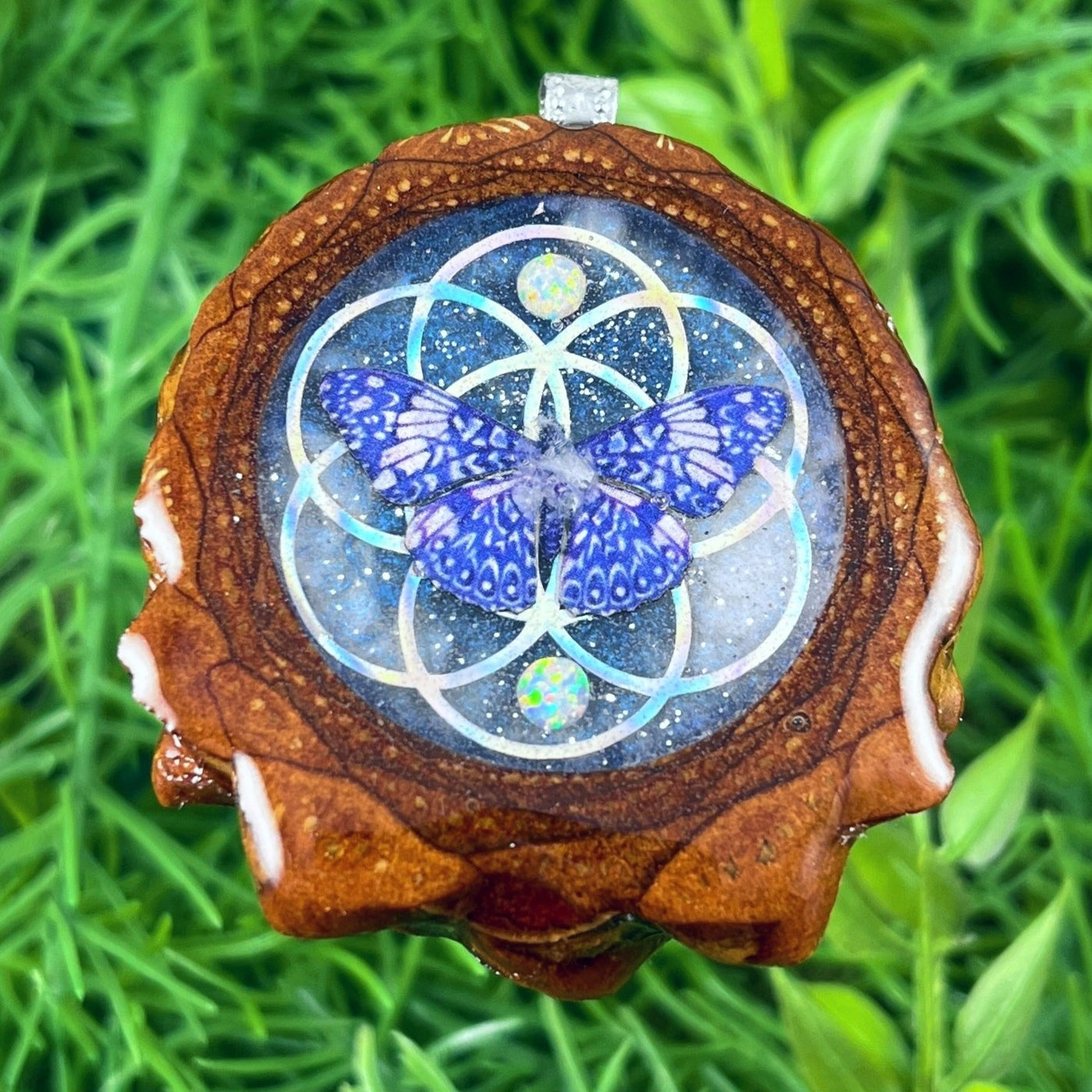 Galaxy with Opal & Butterfly with Seed of Life