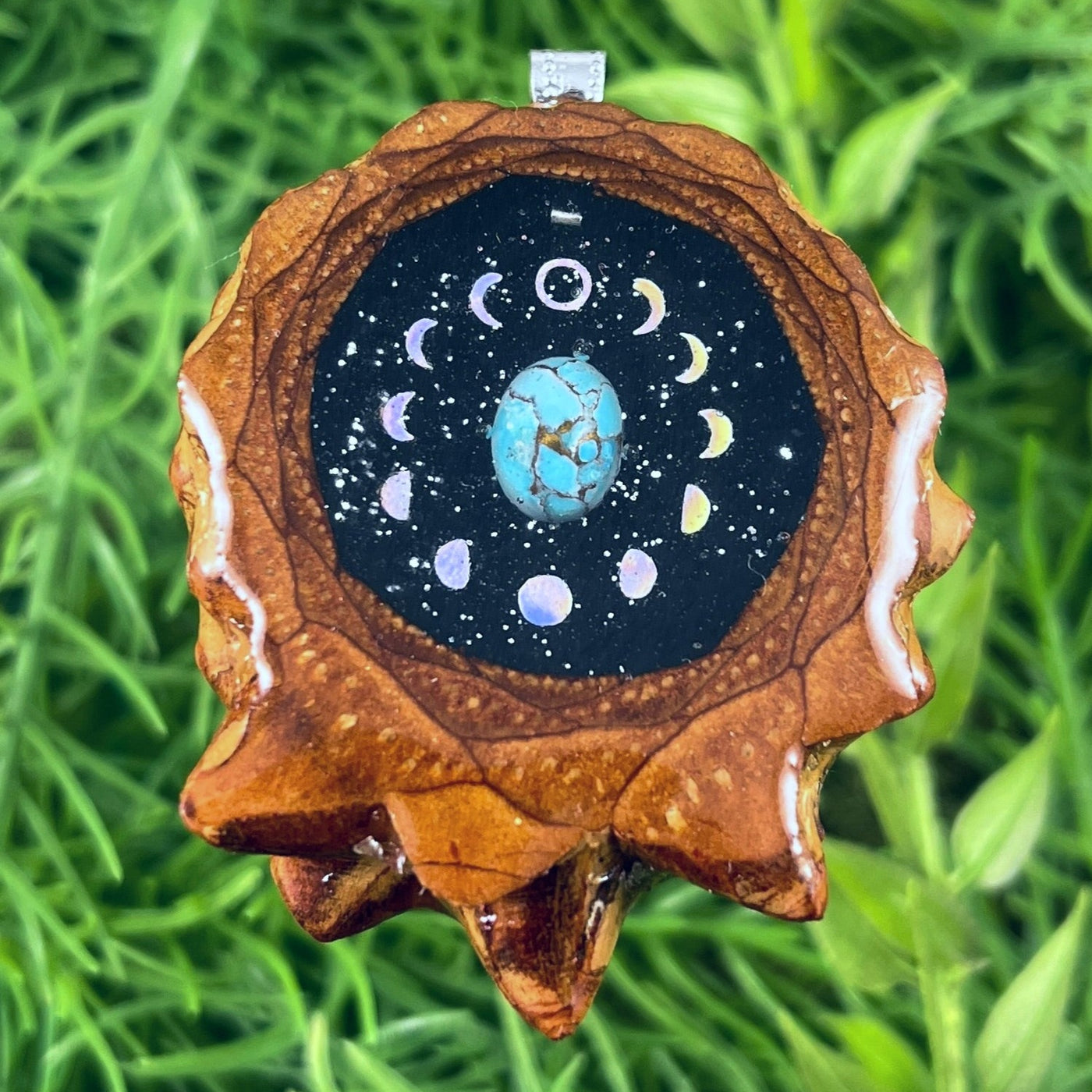 Night Sky with Blue Copper Turquoise & Moon Phase