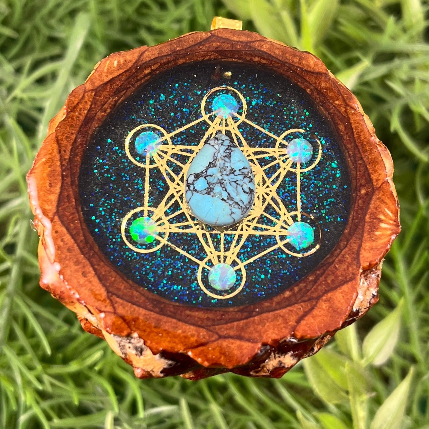 Galaxy with Blue Turquoise & Opal and Metatron's Cube