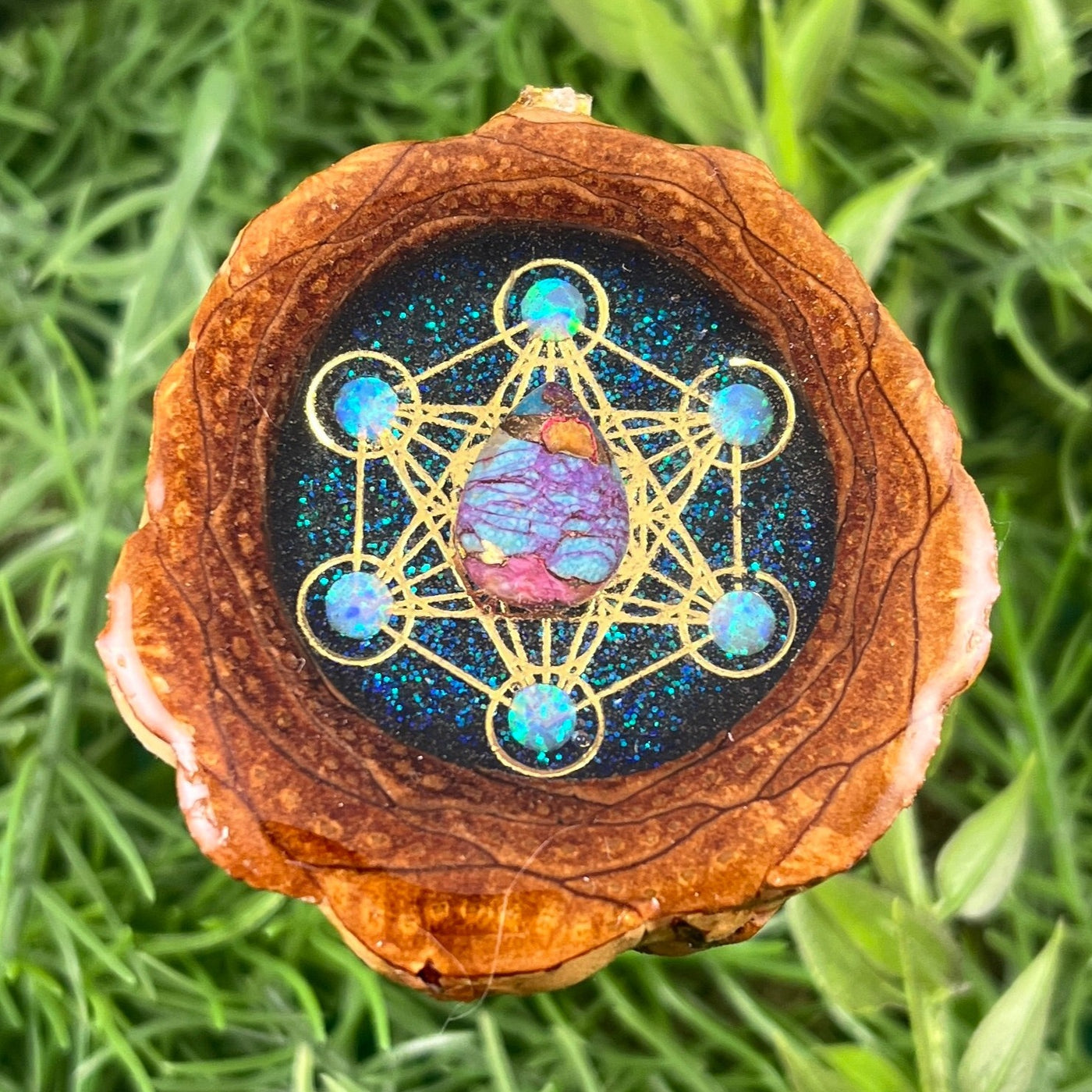 Galaxy with Spiny Oyster Turquoise & Opal and Metatron's Cube