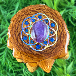 Amethyst & Crushed Opal with Seed of Life - Aura Pinecones