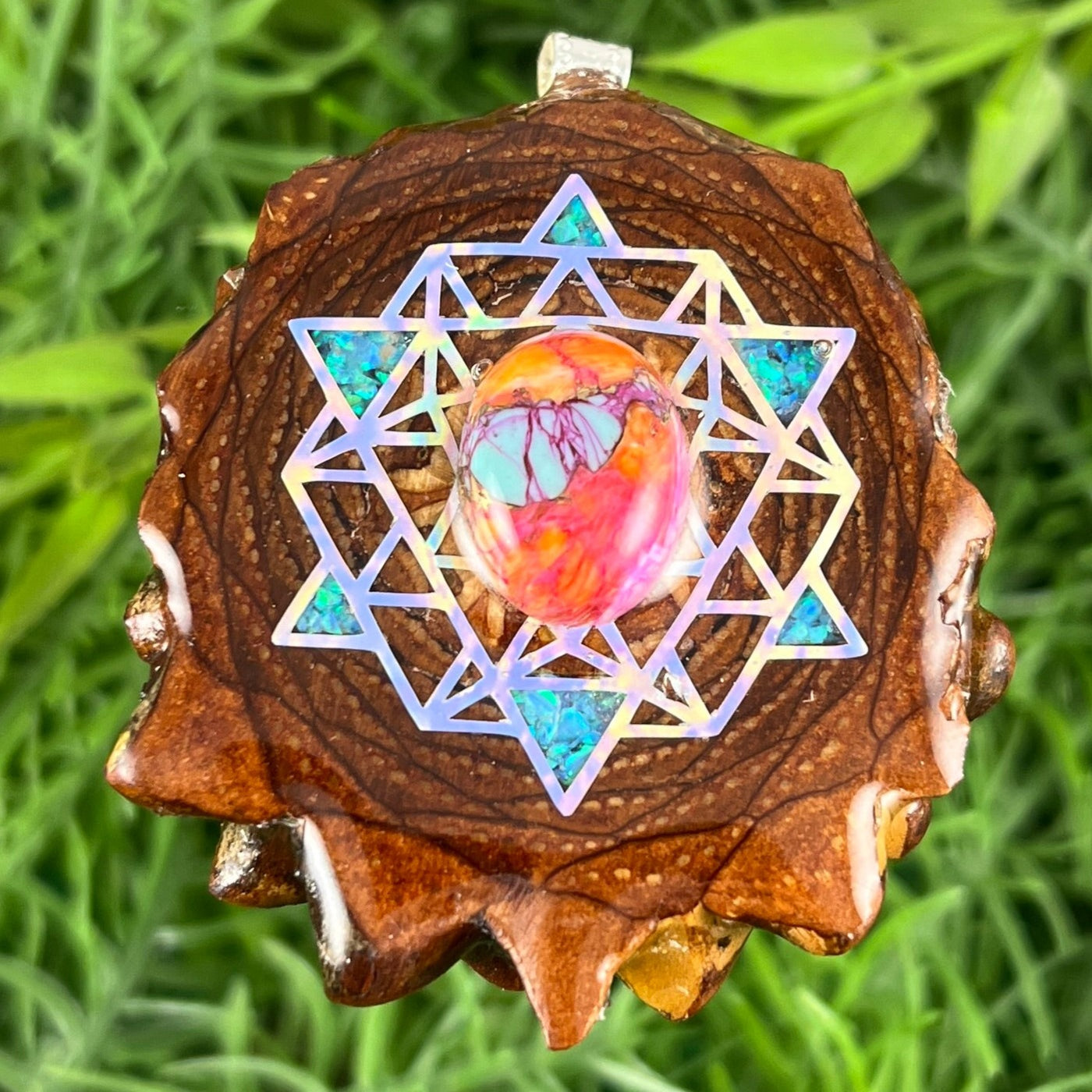 Spiny Oyster Turquoise & Crushed Opal with 64 Star Tetrahedron