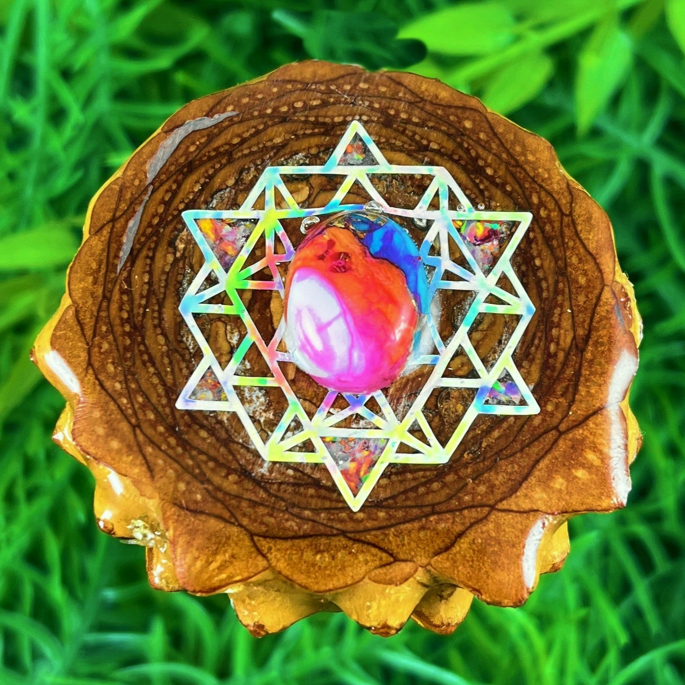 Spiny Oyster Turquoise & Crushed Opal with 64 Star Tetrahedron