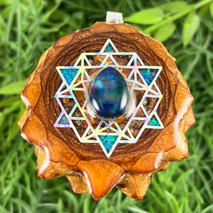 Multi Ammolite & Crushed Opal with 64 Star Tetrahedron - Aura Pinecones