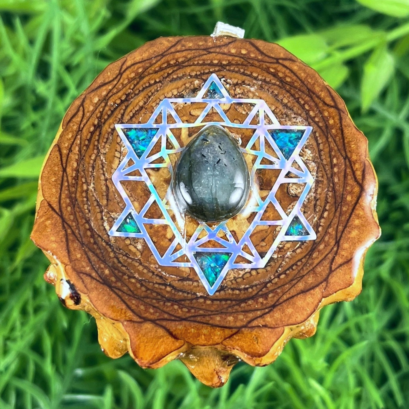 Labradorite & Crushed Opal with 64 Star Tetrahedron