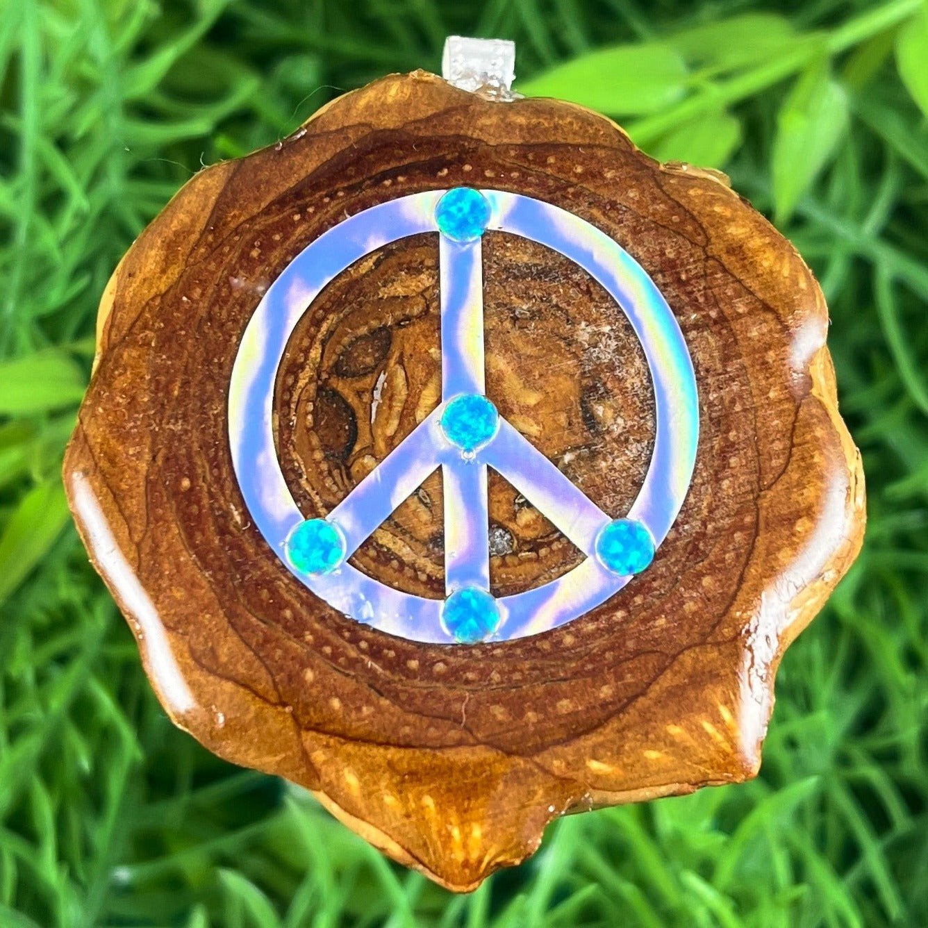 Opal with Peace Sign - Aura Pinecones