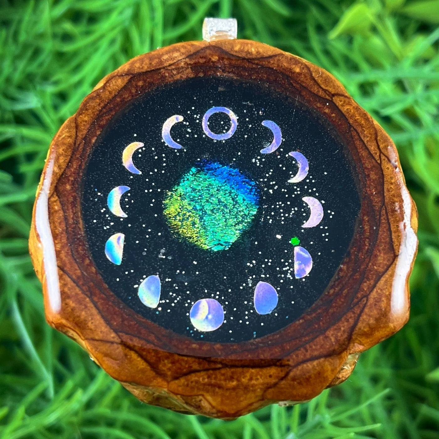 Night Sky with Dichroic Glass & Moon Phase