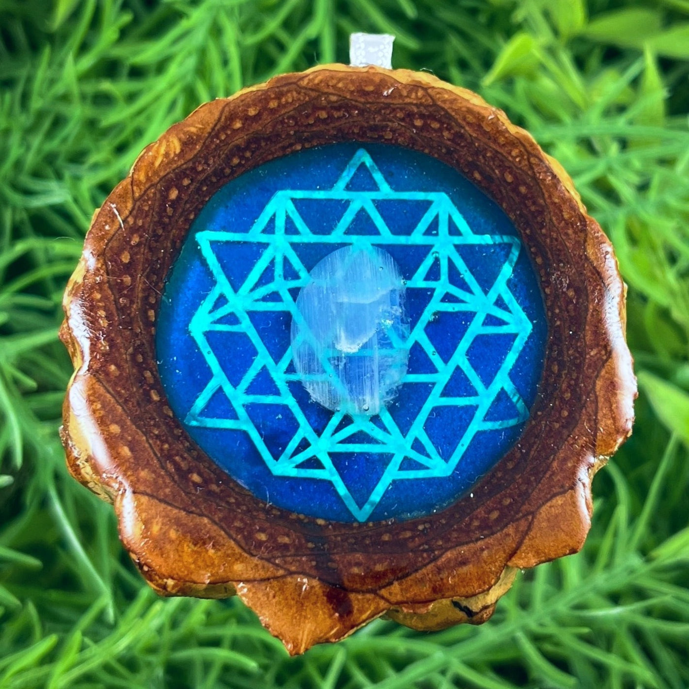 Galaxy with Moonstone & 64 Star Tetrahedron - Aura Pinecones