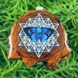 Opal with Butterfly & 64 Star Tetrahedron - Aura Pinecones