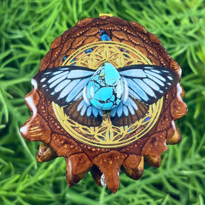 Turquoise with Butterfly & Flower of Life - Aura Pinecones