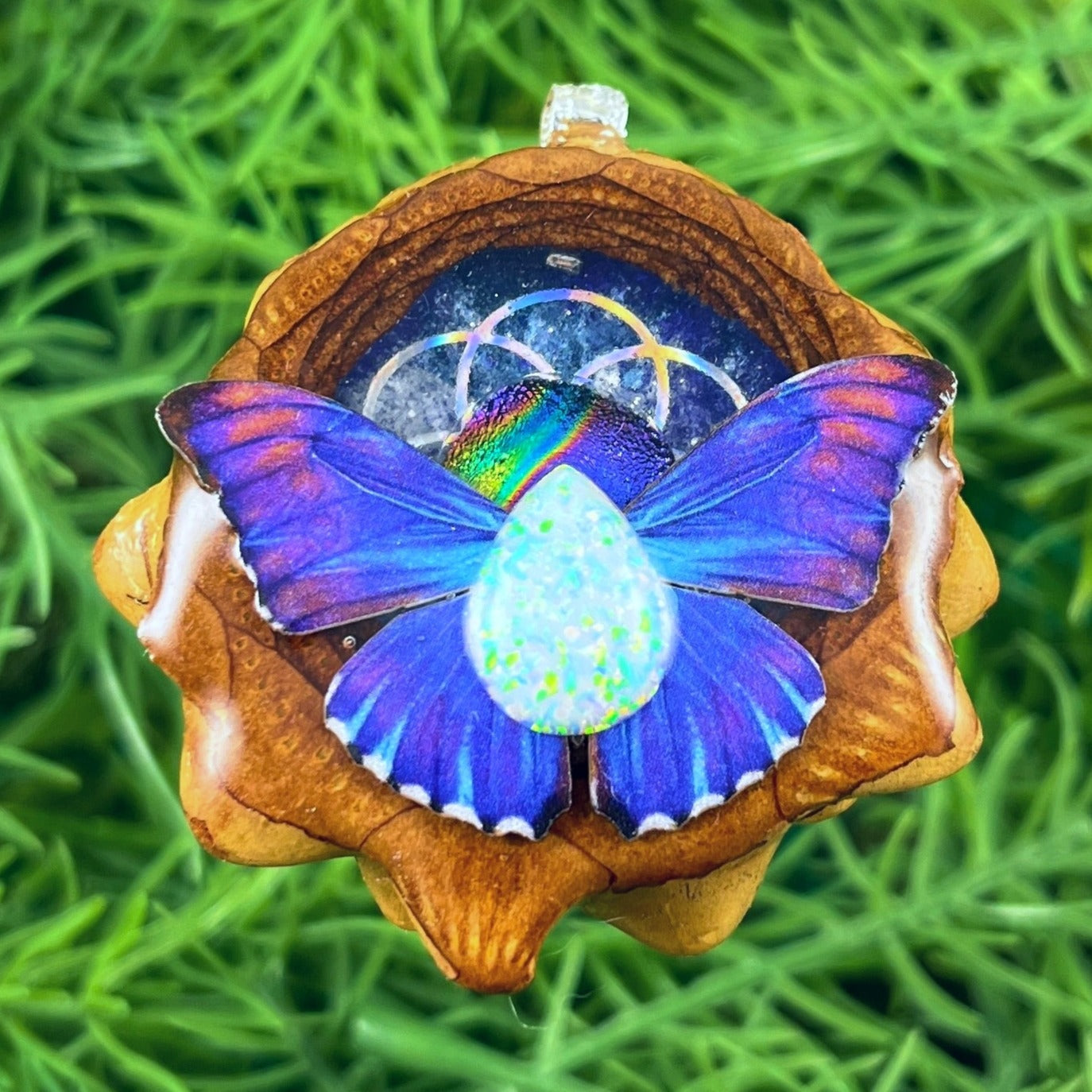 Night Sky with Opal & Butterfly with Seed of Life