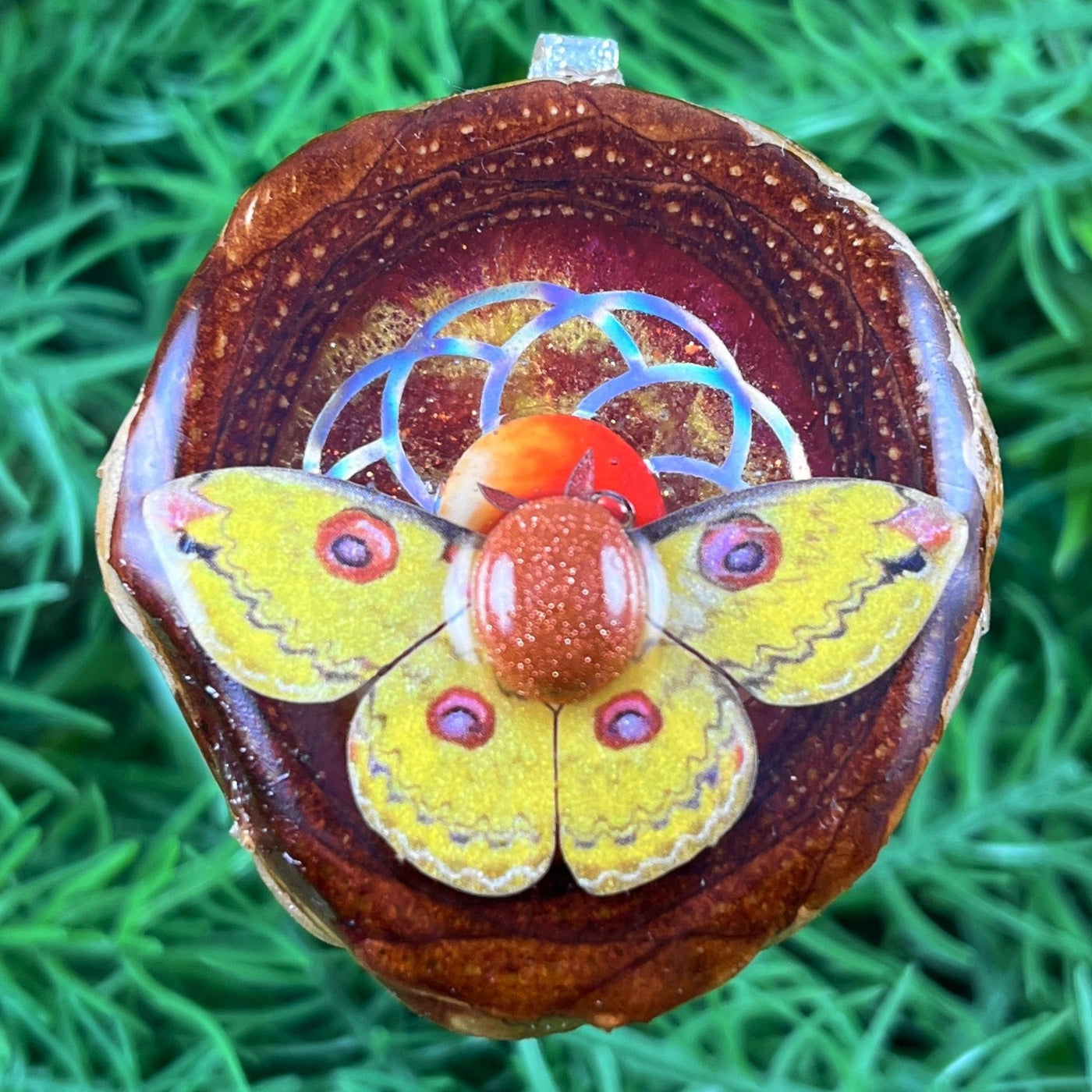 Galaxy with Sunstone & Butterfly with Intricate Seed of Life - Aura Pinecones