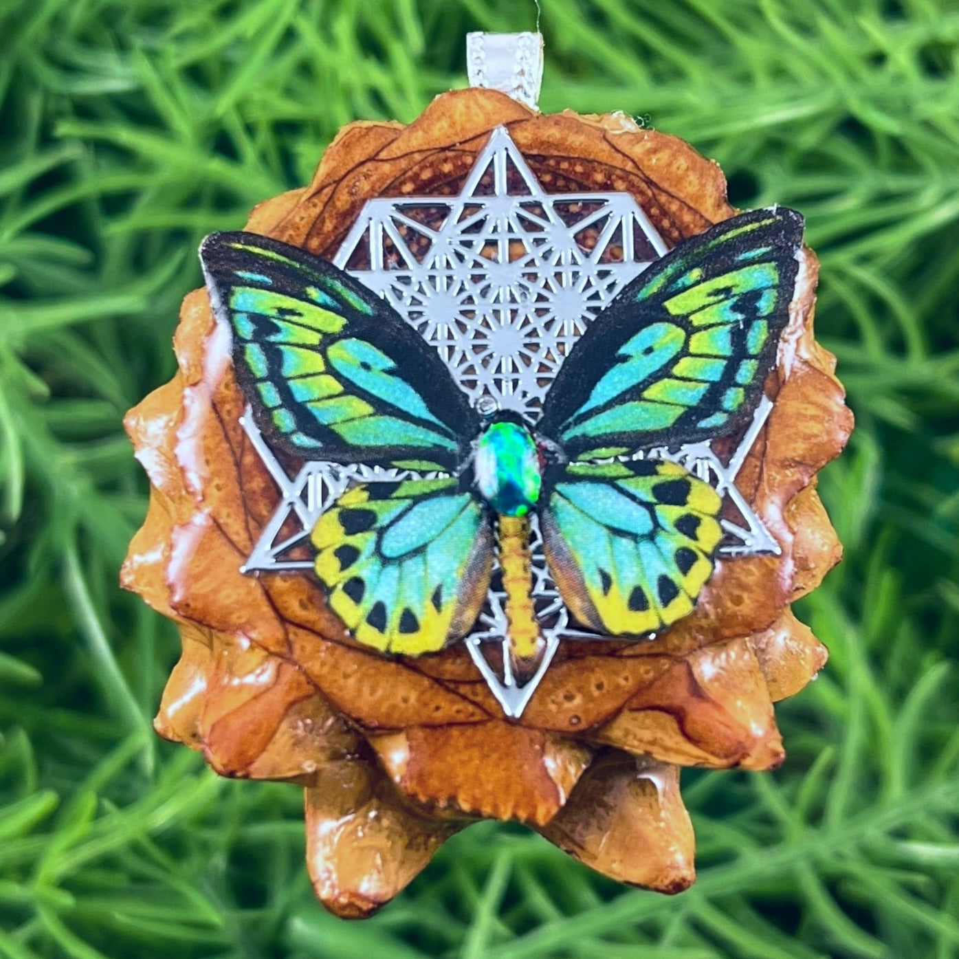 Opal & Butterfly with 64 Star Tetrahedron