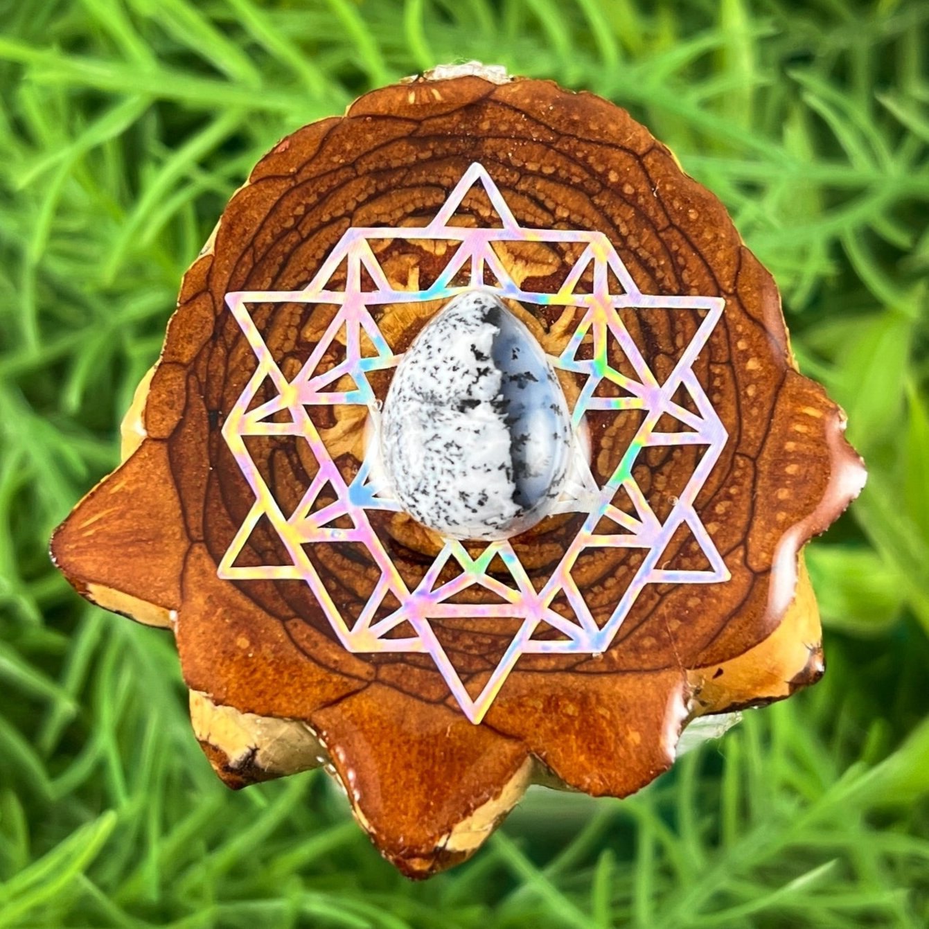 Dendrite with 64 Star Tetrahedron - Pinecone Necklace - Aura Pinecones