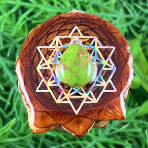 Green Copper Turquoise with 64 Star Tetrahedron - Pinecone Necklace - Aura Pinecones