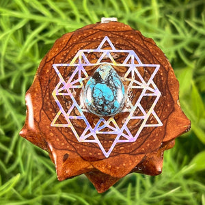 Turquoise with 64 Star Tetrahedron - Pinecone Necklace - Aura Pinecones